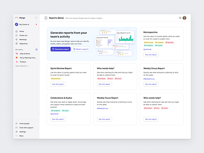 Range Reports cards grid report tiles ui ux