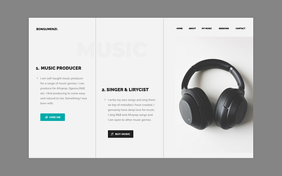 Bongumenzi personal website. beautiful beautifulwebsite branding design headphones headset illustration logo minimal modern modernwebsite music musicwebsite stunning ui ux web web design website