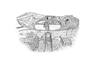 Roman Amphitheatre architecture artwork drawing illustration inkpen sketch