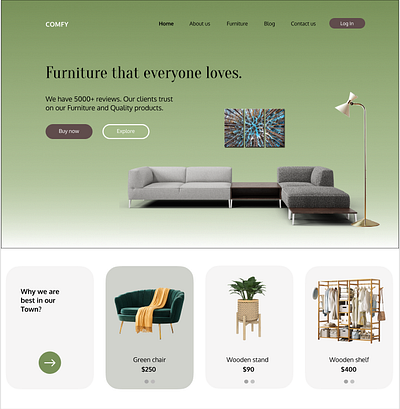 "COMFY" Furniture Corporate Page with Catalog branding design logo minimal ui ux