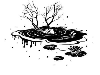 Swamp spirit black black and white drawing illustration ink minimalist monochrome simple spirit swamp