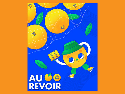 Au Revoir Orange bag of fruit character design colorful cute character design flat fruit grocery shopping illustration illustrator minimalistic orange simple suitcase texture trip vacation vector vector design vector graphic