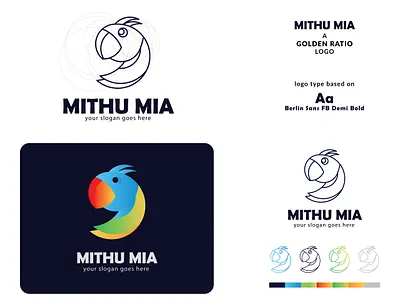 parrot logo bird branding golden ratio logo parrot vector