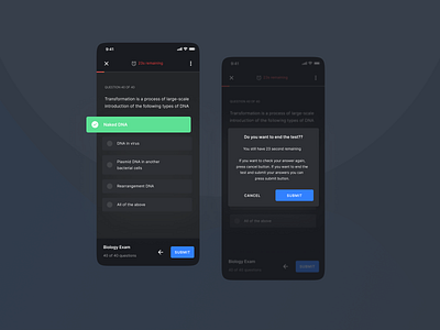 Smartdeck - Test (Dark Mode) app dark mode e learning education exam forms minimal mobile online course online learning school school app simulation test students study teacher test ui ui kit ux