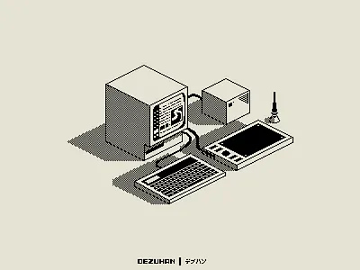 Retro Computer art illustration nft pixel pixel art