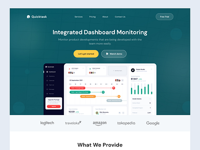 Landing Page - Team Management Dashboard admin clean concept dashboard design desktop details featured illustration management online subscribe subscription task team ui uiux ux web website