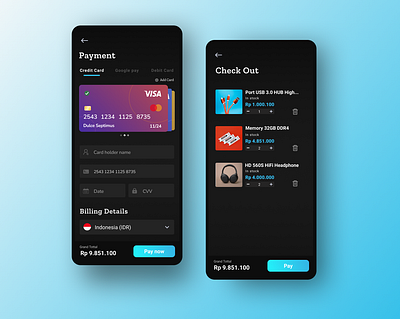 Daily UI 02/100 - Credit Card Checkout application credit card dailyui mobile ui