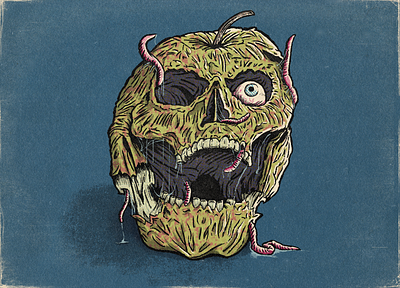 Rotten Apple Skull art comic book design illustration