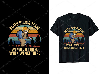 Sloth Hiking Team we will get there T-Shirt Design adventure amazing t shirt design appearel custom t shirt design design hiking illustration logo mountains sloth t shirt design portfolio typography t shirt design ui vector t shirt design