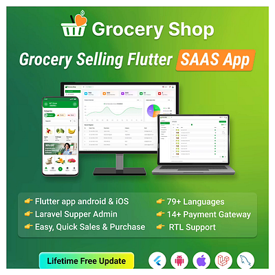 Grocery Shop - Grocery Selling Flutter App with Admin panel SAAS