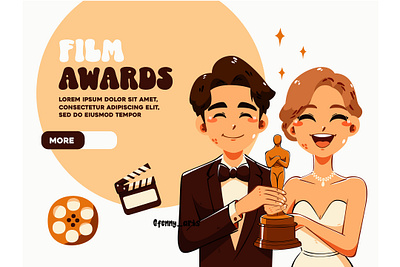 Celebrities Poster with Cinema Awards Illustration art award background ceremony cinema culture event festival film flyer layout luxury movie night oscar paparazzi poster show template winner