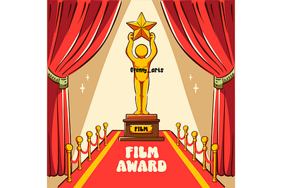 Film Award Statue on Red Carpet Illustration acting audio award background cinema entertainment film leisure media motion movie multimedia oscar prize production reward visual win winner