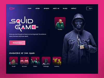 Squid Game Website 3d animation branding darktheme design graphic design illustration illustrations logo mobileapp motion graphics squidgame tecorb ui userinterface ux vector