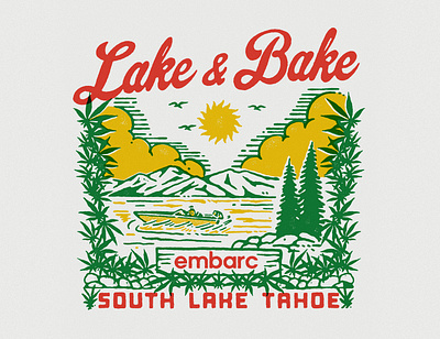 Lake & Bake, South Lake Tahoe artwork handrawn illustration logo vintage vintage logo vintager