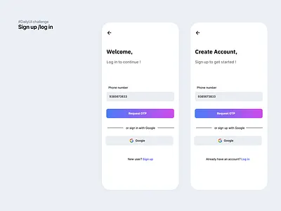 Signup -login page for mobile application app branding design graphic design illustration logo ui ux vector webdesign
