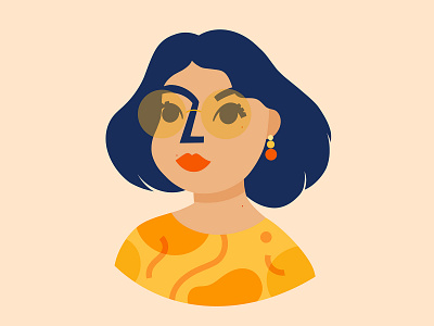 Seventies 70s character character design digital art illustration navy orange portrait portrait illustration procreate seventies woman woman portrait women yellow