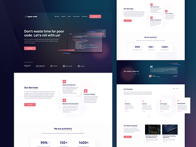 Hyper Code - software house website concept design gradients graphic design illustration minimal product projectpeople ui ux webdesign