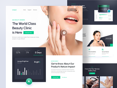 Beauty Care Service Landing Page Exploration beauty clean component cosmetic design ecommerce green landing landingpage layout picture service ui uiux ux web webdesign website