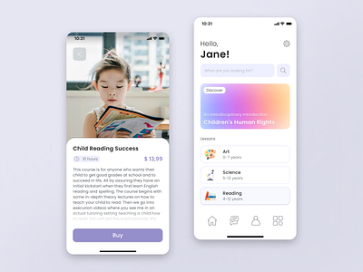 Education Learning App app app ui application clean ui course interface learning learning app lessons minimal minimalism mobile mobile app ui