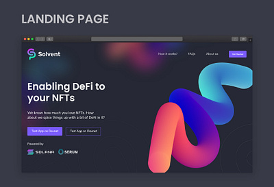 NFT DeFI Landing page app branding logo nft nftart nftcommunity typography ui ux