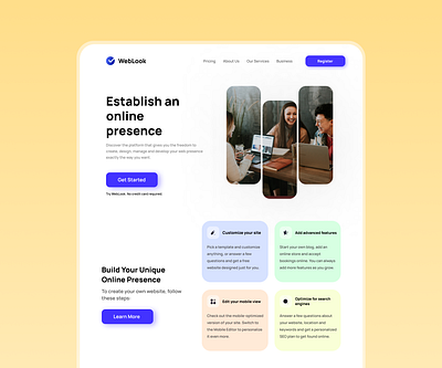 Online Website Builder - Landing Page branding design illustration landingpage logo onlinebusiness promotion typography ui uidesign website websitedesign webui