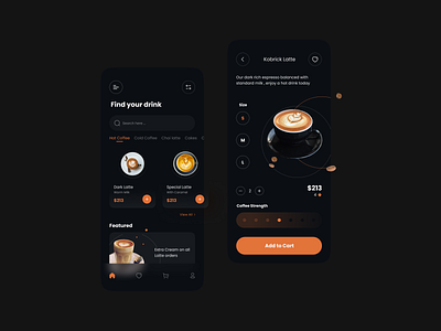 Coffee Mobile App app design minimal ui ux