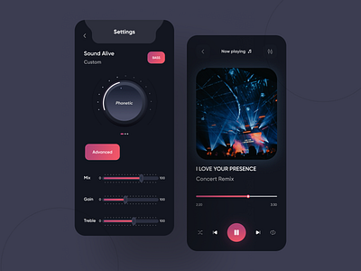 Music application shot app design graphic design home motion graphics music settings ui vpn