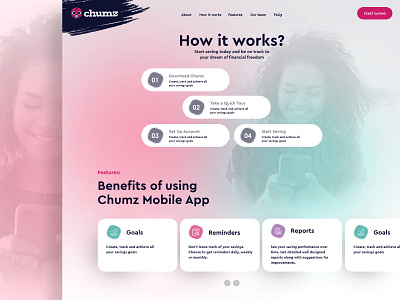 Chumz - Landing Page adobexd design minimalism typography ui ui design uidesign ux ux design