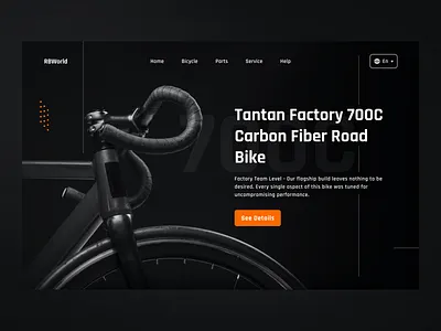 RBWorld - Bicycle Landing Page app bicycle bike dark dark mode design downhill landing page minimal mount bike race race bike road road bike ui ux world wsbk