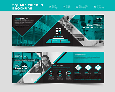 Modern Corporate Square Trifold Brochure Template adobe illustrator advertisement banner bifold brand identity branding brochure business business card company corporate design flyer graphic graphic design logo poster print sqaure trifold