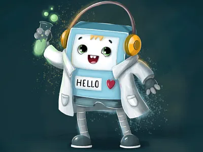 Robot Aleks. Character design. art cartoon character character design education illustration kid mascot raster robot