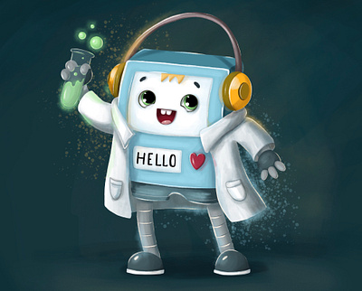 Robot Aleks. Character design. art cartoon character character design education illustration kid mascot raster robot