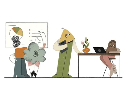 Employees abstract character characterdesign clean contemporary design digital2d dribbblers employee flat illustration flatdesign graphic style illustration inspiration minimal office shapes sustainability texture web illustration