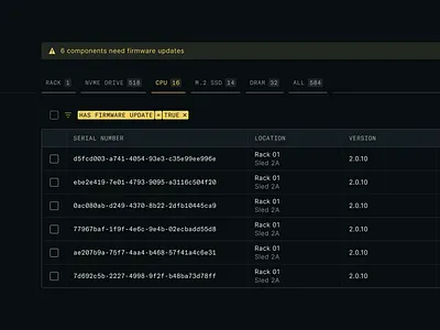 Inventory Table Filtering console filtering product table ui ux