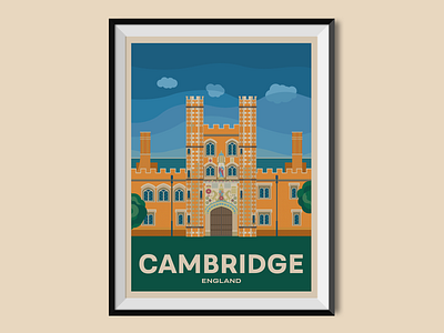 Cambridge cambridge england holiday journey poster design travel poster united kingdom university