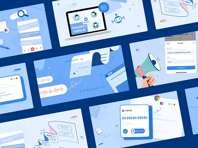 Notta Web illustration app illustration banner branding color empty state feature illustration homepage illustration landingpage meeting productivity saas search sound transcript illustration translation ui ui illustration voice illustration web illustration