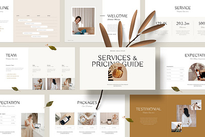 Services & Pricing Guide company profile design minimal onboarding presentation pricing guide print project plan proposal service guide service package welcome guide