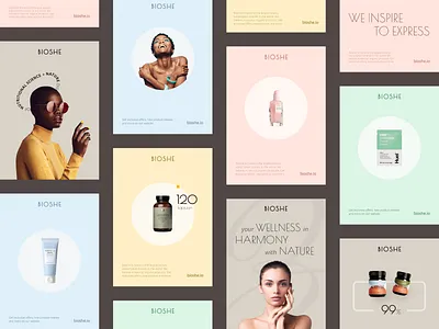 Bioshe Beauty Store agency beauty brand guidelines brand identity branding collection fashion halo lab identity logo logo design logotype marketing packaging smm startup store studio webflow women