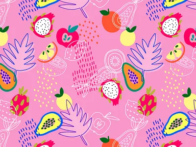 Fresh, pink and juicy! branding colorful cute design fruit graphic design hand drawn illustration package package design pattern pattern design pink seamless seamless pattern summer surface design vector