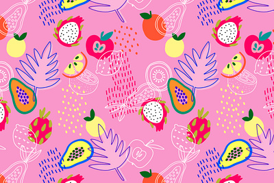 Fresh, pink and juicy! branding colorful cute design fruit graphic design hand drawn illustration package package design pattern pattern design pink seamless seamless pattern summer surface design vector