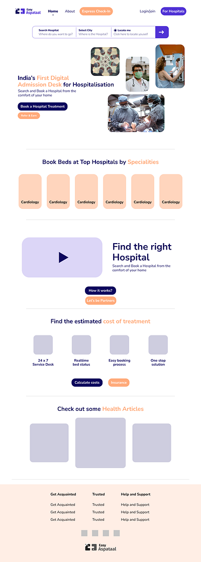Digital Hospital Desk: Website Homepage exploration graphic design homepage hospital ui ux website