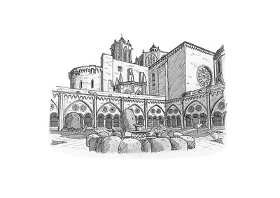 Cathedral of Tarragona architecture artwork drawing illustration inkpen sketch