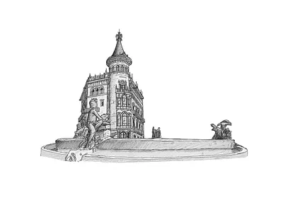 Font del Centenari architecture artwork drawing illustration inkpen sketch