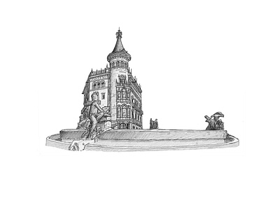 Font del Centenari architecture artwork drawing illustration inkpen sketch