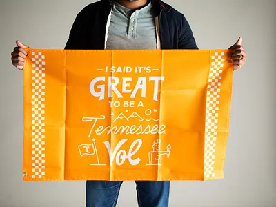 It's Great to be a Tennessee Vol branding clouds flag illustration knoxville lettering mountains statue sun tennessee tn torch type typography