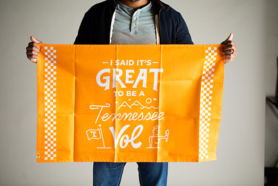 It's Great to be a Tennessee Vol branding clouds flag illustration knoxville lettering mountains statue sun tennessee tn torch type typography