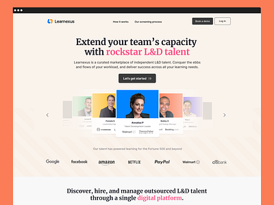 Learnexus - Hire Training Talent from the Top 3% elearning facilitator figma freelancers instructional designer job jobs landing learning search talent ui ux