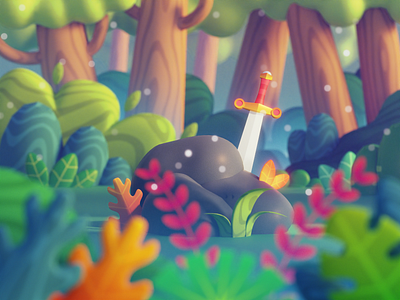 3D Sword in The Stone 3d 3d illustration blender blender 3d concept concept art cycles eevee excalibur forest illustration landscape low poly scenery sword sword in the stone weapon