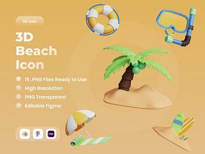 Beach 3D Illustration