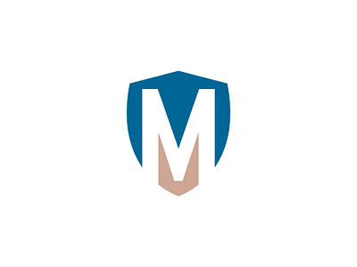 M as shield-emblem design letter logo security vector